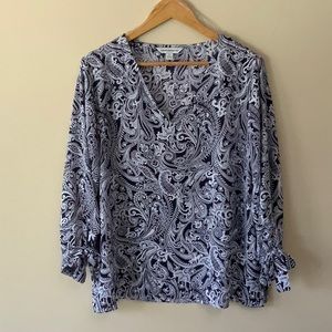 Counterparts Paisley Print Women's Top - Black and White